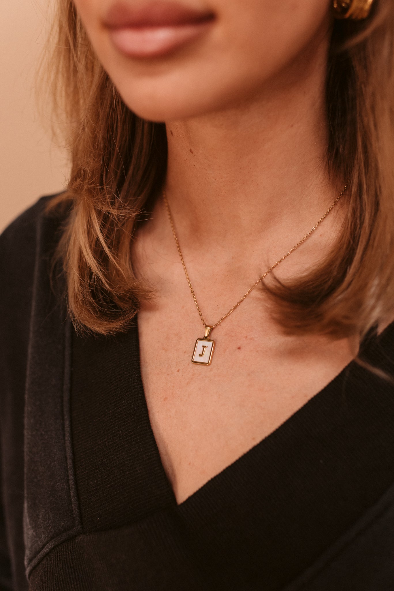 Mother Of Pearl Initial Necklace