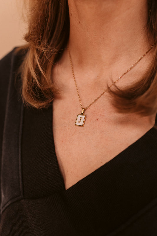 Mother Of Pearl Initial Necklace