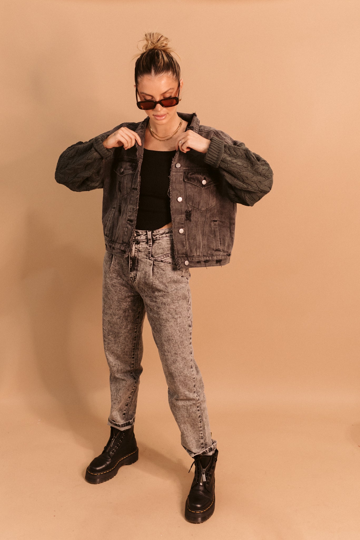 Mixed Material Denim Jacket