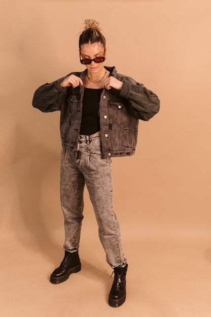 Mixed Material Denim Jacket