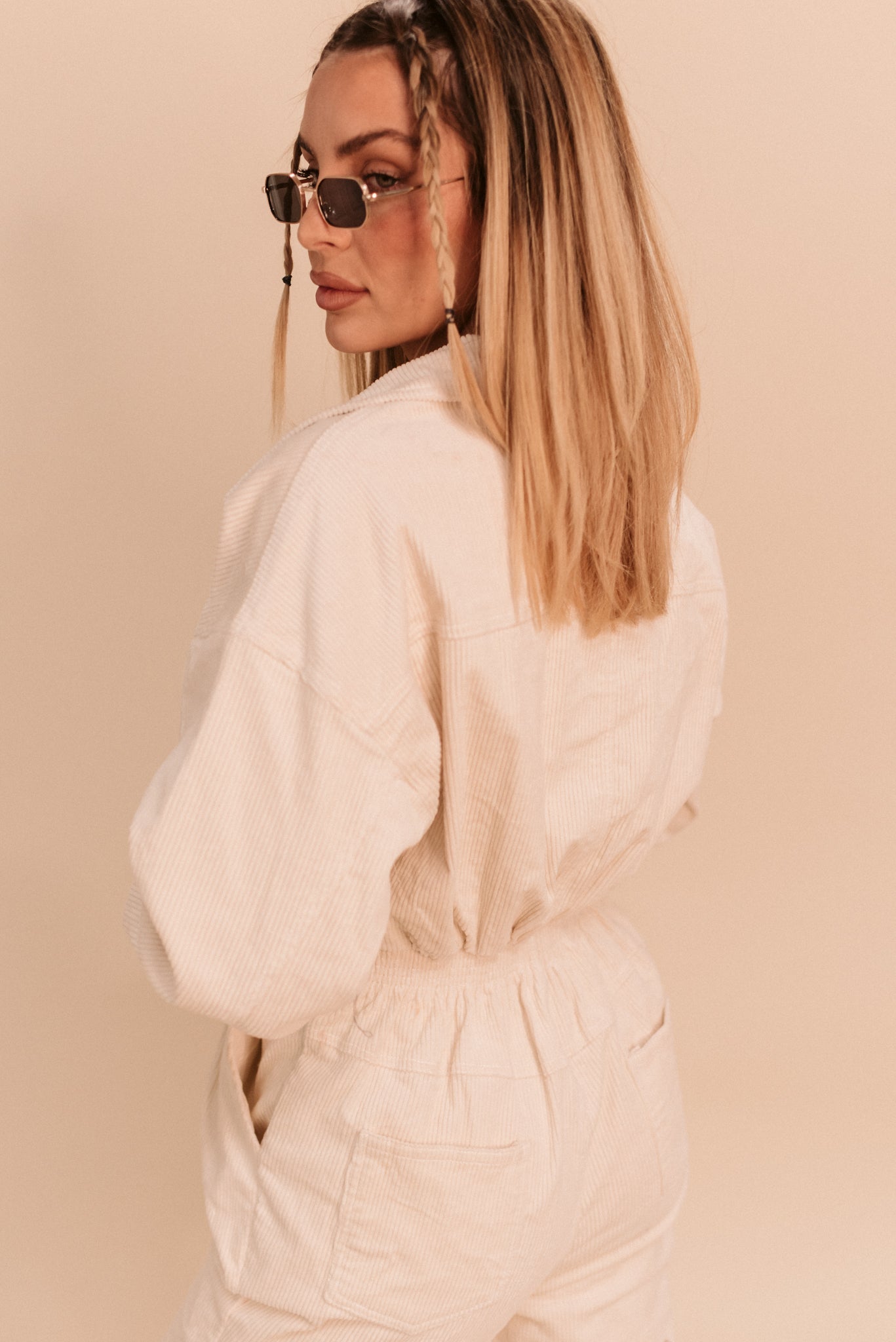 Cream Corduroy Jumpsuit