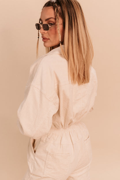 Cream Corduroy Jumpsuit