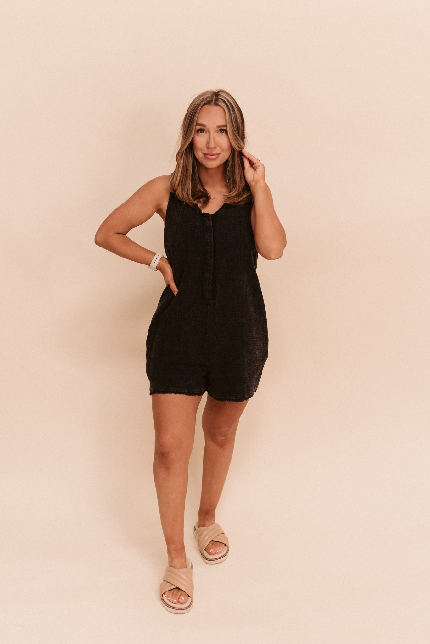Black Washed Romper