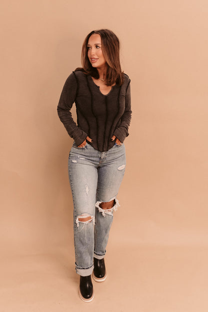 Ribbed Corset Long Sleeve