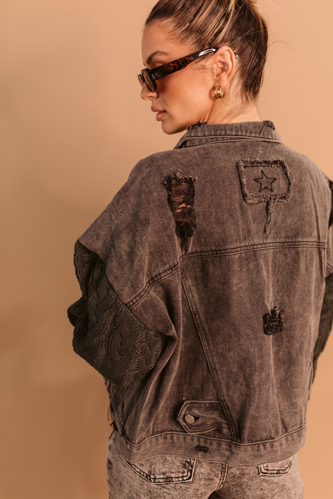 Mixed Material Denim Jacket