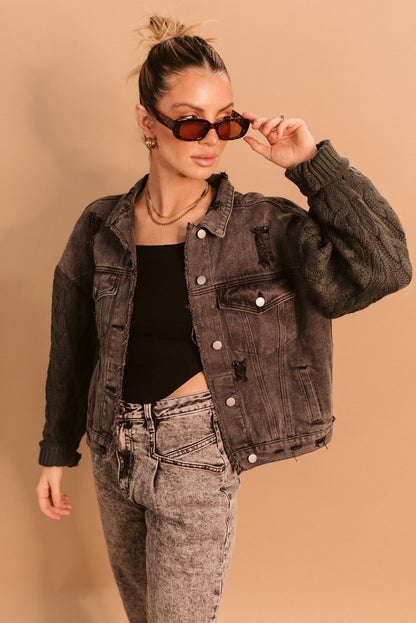 Mixed Material Denim Jacket
