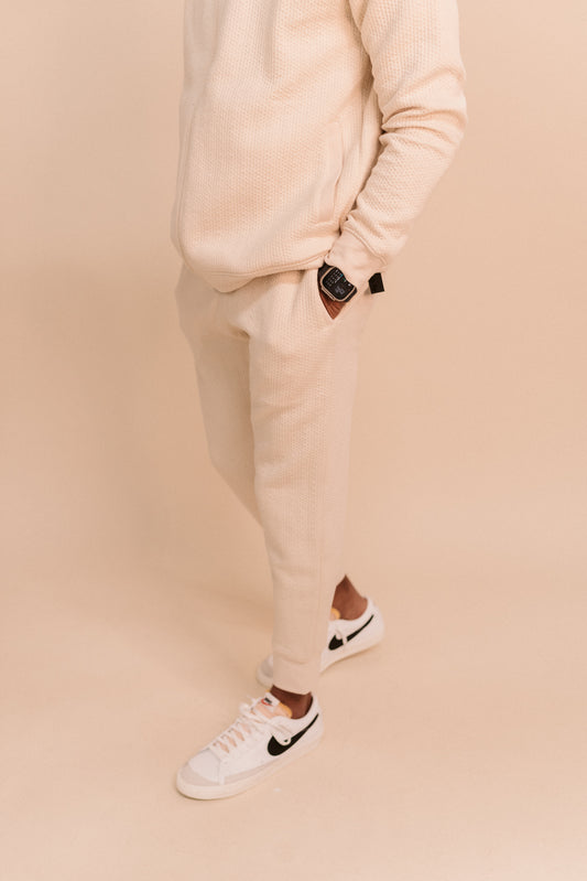 Quilted Cream Joggers
