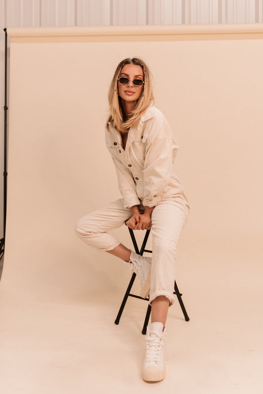 Cream Corduroy Jumpsuit